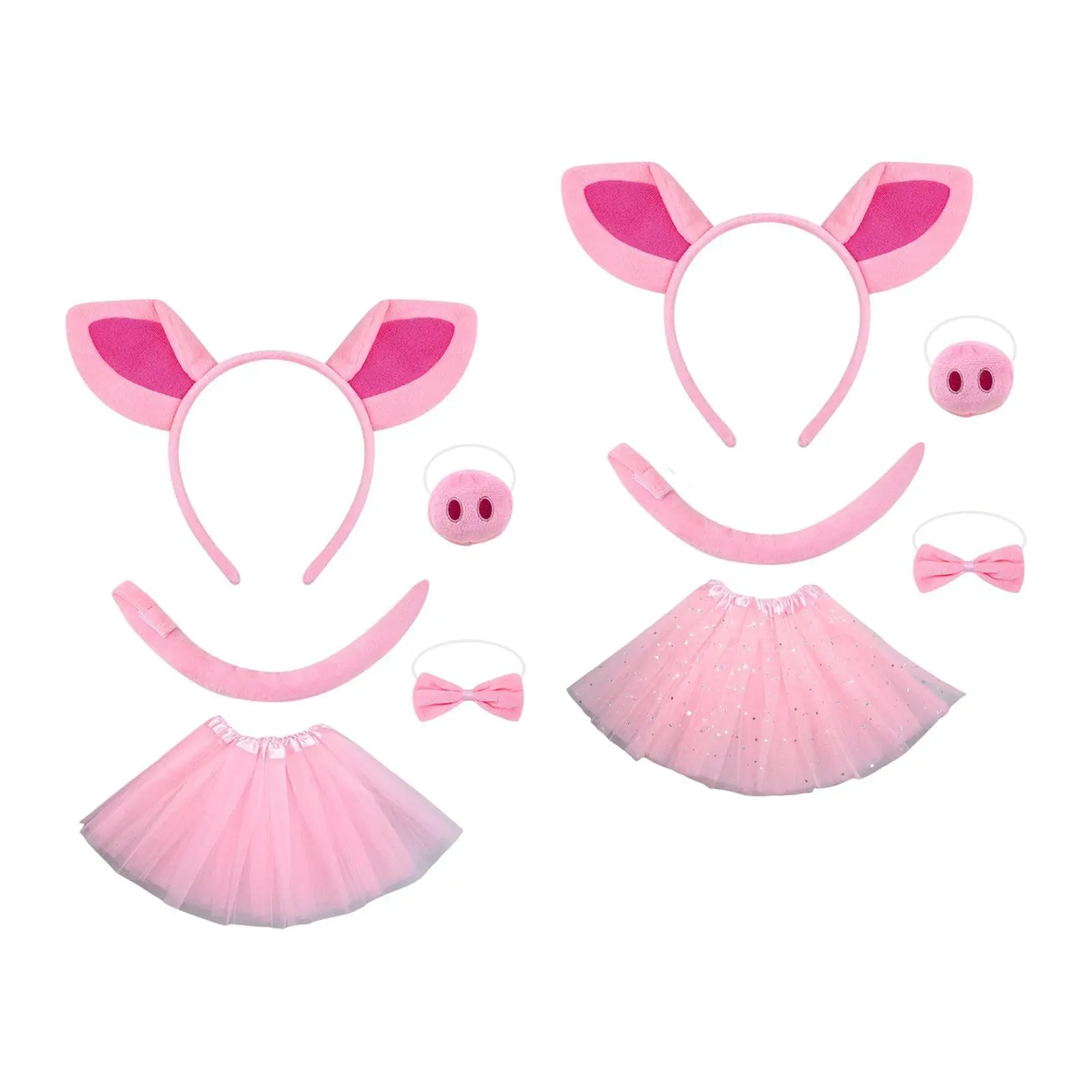 หมูน่ารักชุดเครื่องแต่งกายหูHeadbandจมูกBowtieหางTulleกระโปรงสัตว์แฟนซีเครื่องแต่งกายCosplay PropsสําหรับCarnivalฮาโลวีน