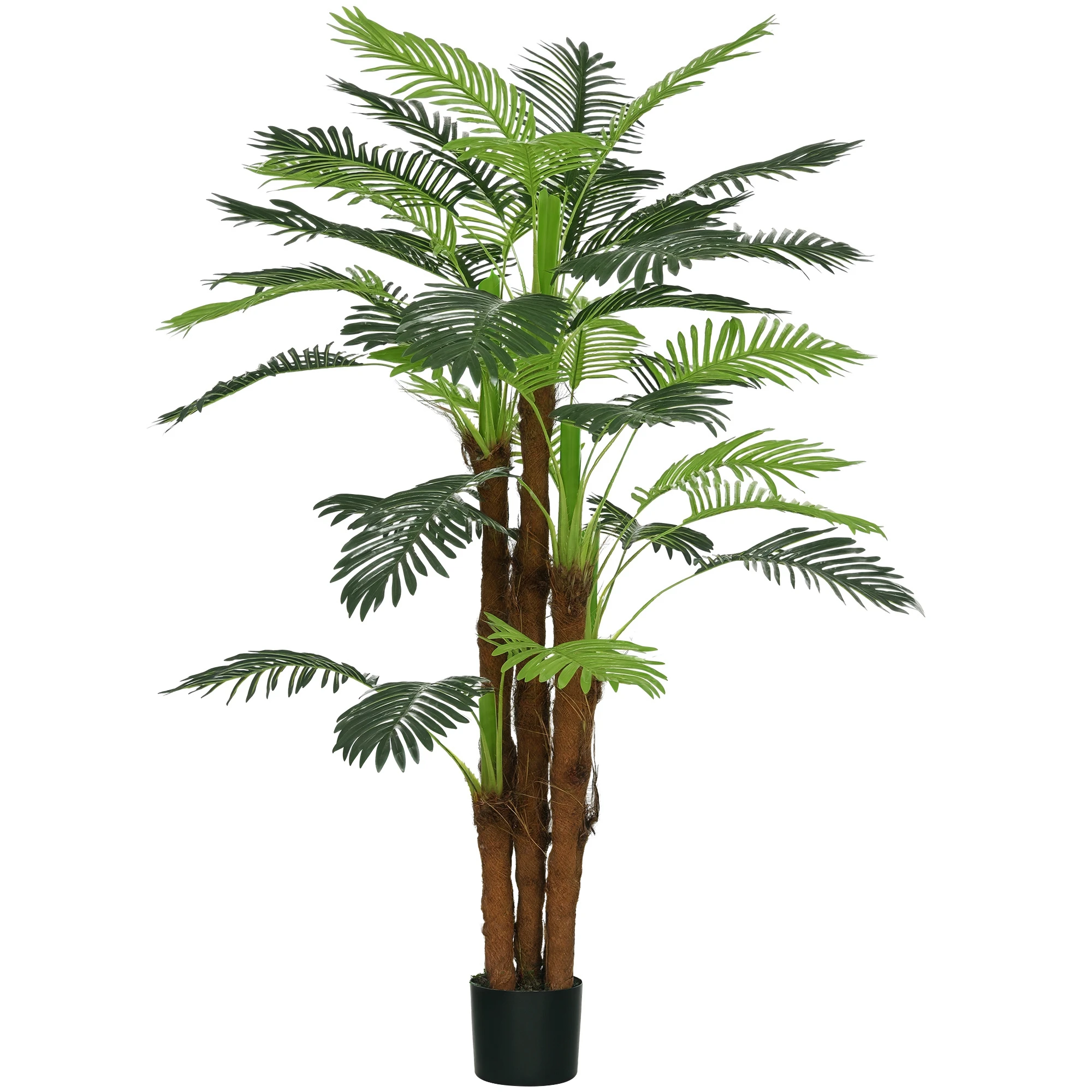 Outsunny Palmier Artificiel H.1,6 m Arbre Artificiel Tronc Branches Lichen Feuilles Grand réalisme Pot Inclus