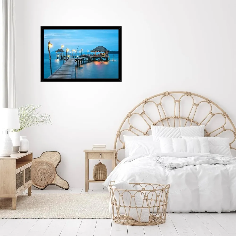 إطار صورة أسود مقاس 22.375 × 34 لألغاز الصور الملصقة، وعرض المعرض الرأسي الأفقي المعلق على الحائط