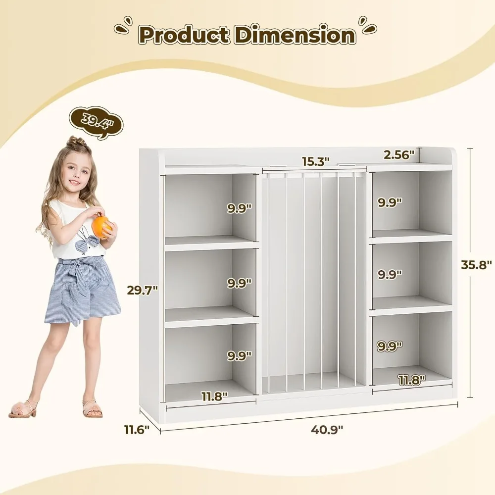 Toy Storage Organizer with 6 Cube, Stuffed Animal Storage, White