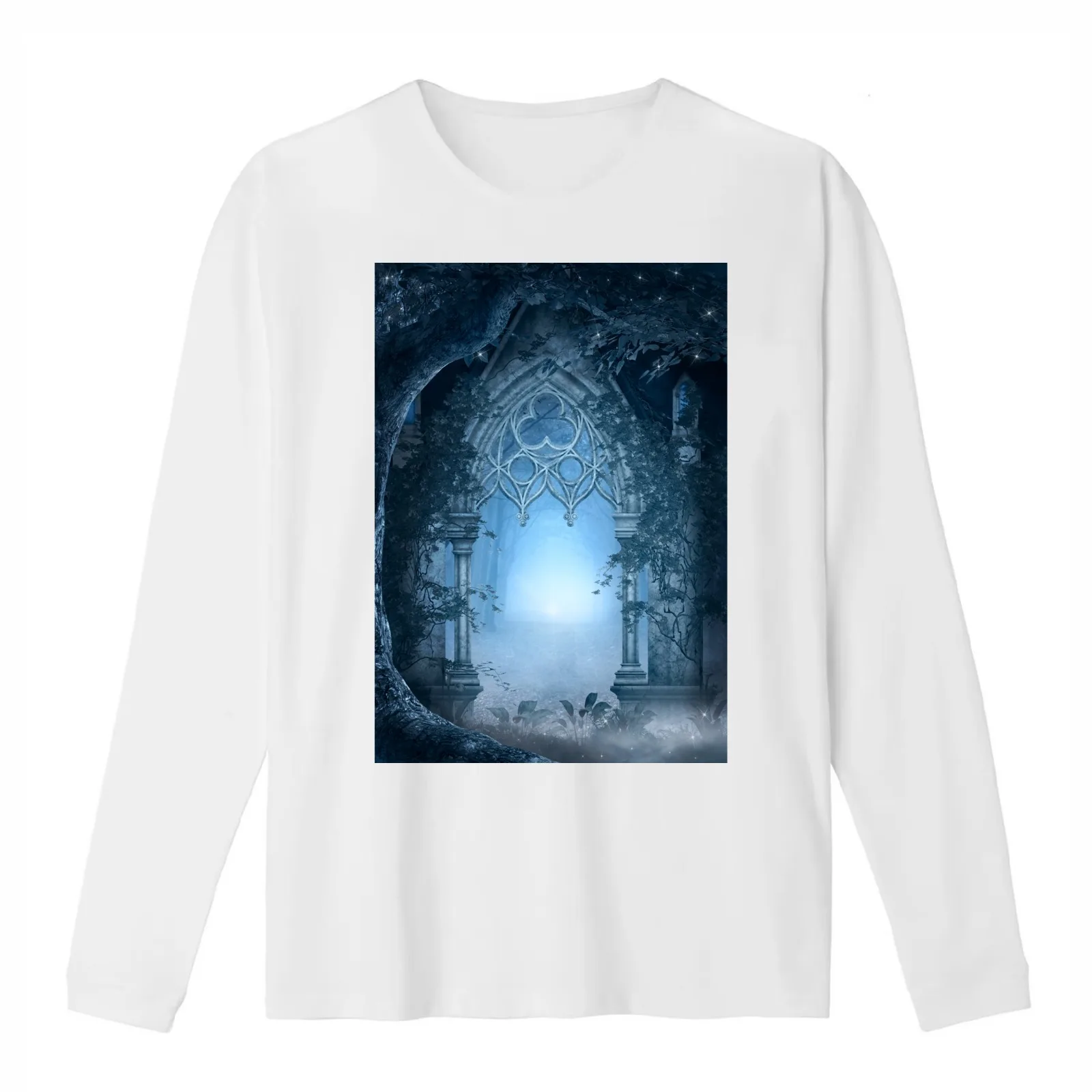 The blue enchanted passage T-Shirt Summer Casual Cotton Tee Oversized Streetwear Tops Vintage Graphic Print Unisex Men Women
