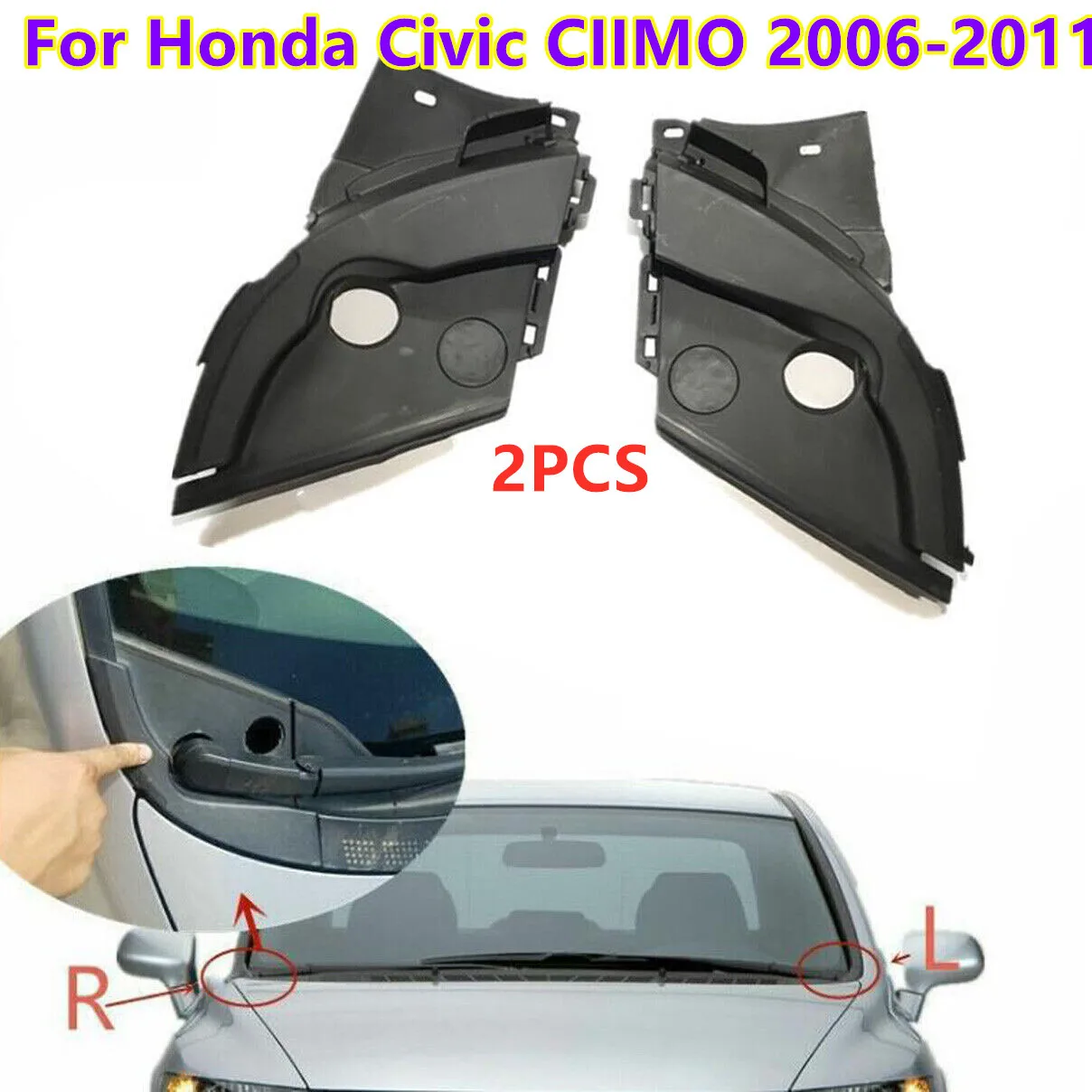 

Windshield Wiper Arm Cowl Vent Trim Cover Panel For Honda Civic CIIMO 2006-2011
