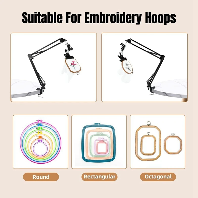 Adjustable Rotated Embroidery Hoop Holder Metal Embroidery Hoop Crossstitch Stand With 360 Hoop Spin Knob