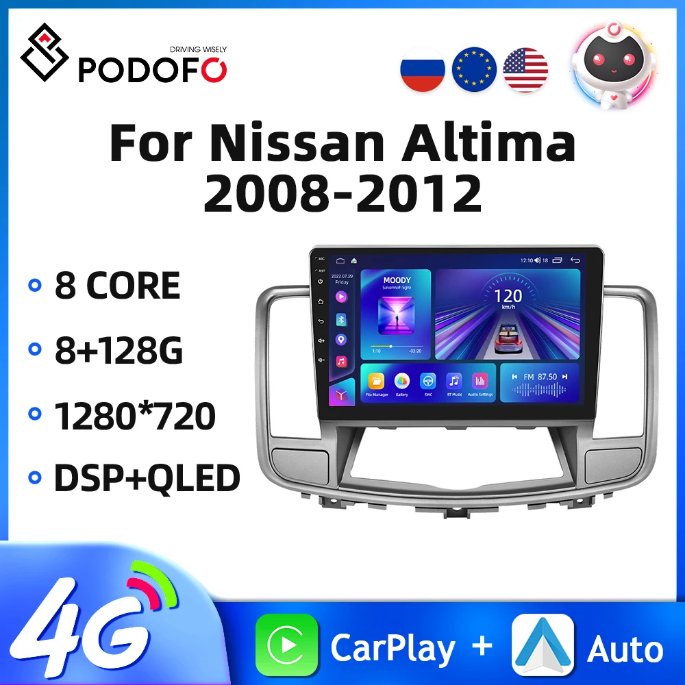 

Podofo 10.1'' Car Radio For Nissan Altima 2008-2012 2Din Android Multimedia Player Carplay Android Auto GPS WIFI DSP Autoradio