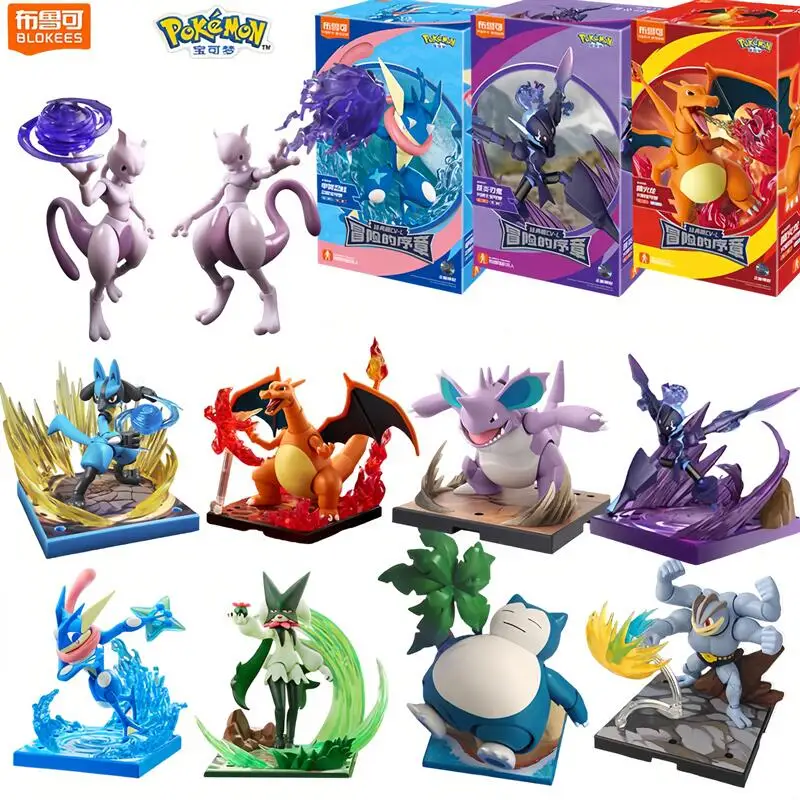 Blokees Original Pokemon Pikachu Eevee Mewtwo Charizard Greninja Meowscarada Ceruledge Cartoon Characters Building Block Toy