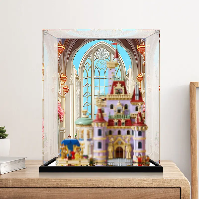 Acrylic storage box suitable for displaying the Lego 43263 Beauty and the Beast castle model  dust-proof transparent display