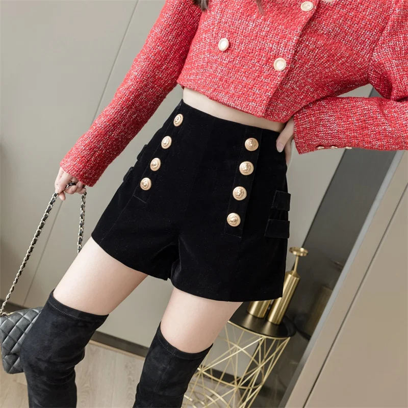 Ladies Fashion OL High Wasited Woolen Shorts Women Clothes Girls Casual Cute Sexy Booty Shorts Female Outerwear Bootcut BPy9843