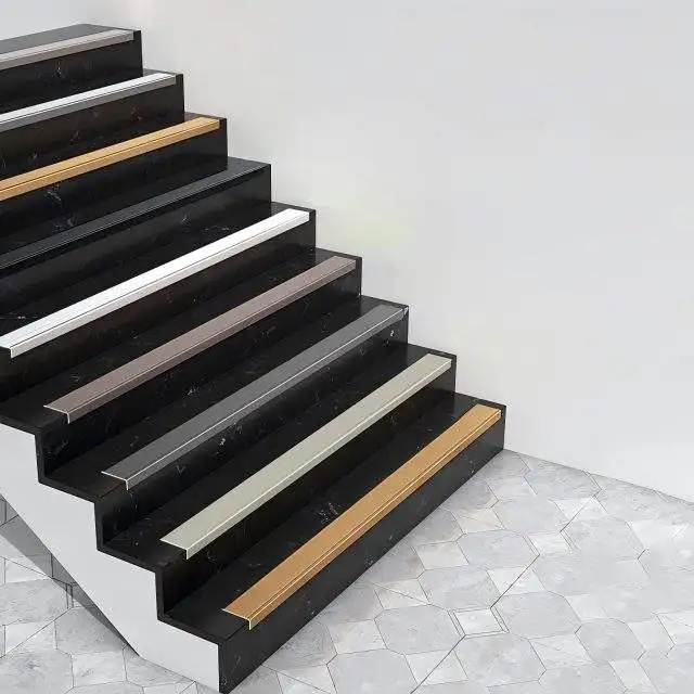 Aluminum Alloy Stair Edge Protector 20x30mm L-Shaped Non-Slip Anti-Slip Step Nosing Safety Strips 5cm Length 5Pcs 3 Colors for H