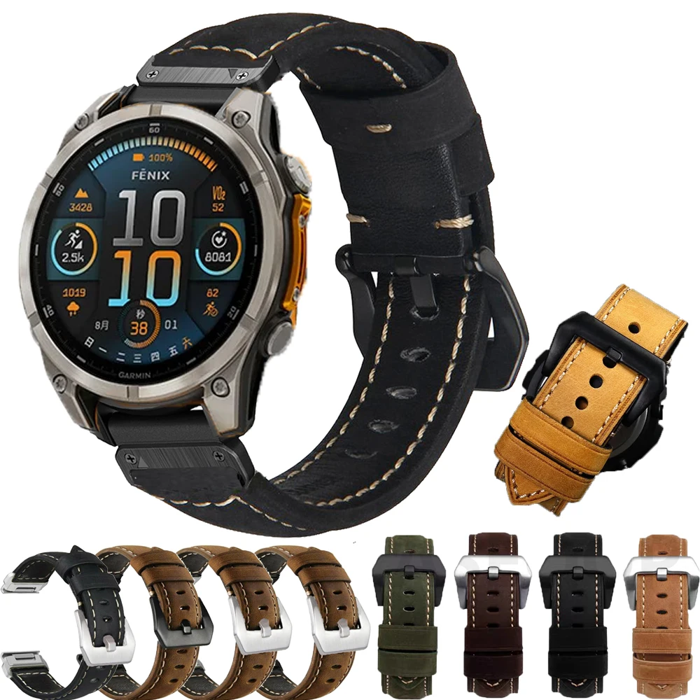 22mm 26mm leather Watch Band For Garmin Fenix 7X 7 6X 6 Pro 5X 5 Plus 3 3HR 945 Strap Enduro MK2 instinct 2X Quickfit Bracelet