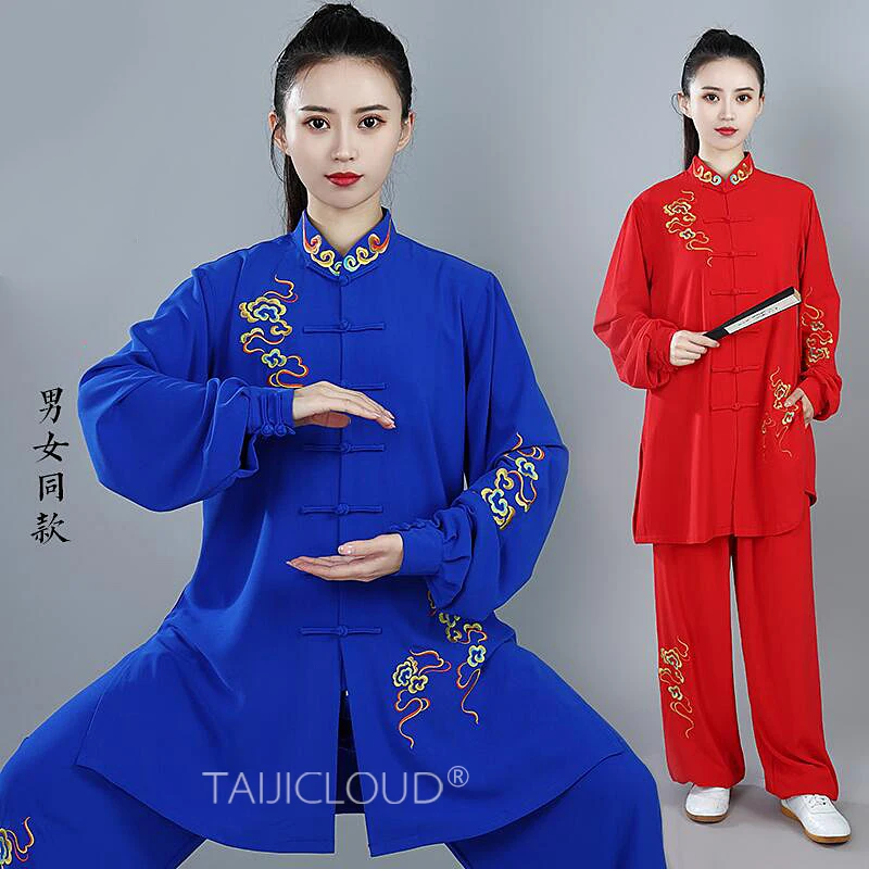 Embroidered Performance Costumes for Women, Tai Chi, Spring and Autumn, New, Martial Arts