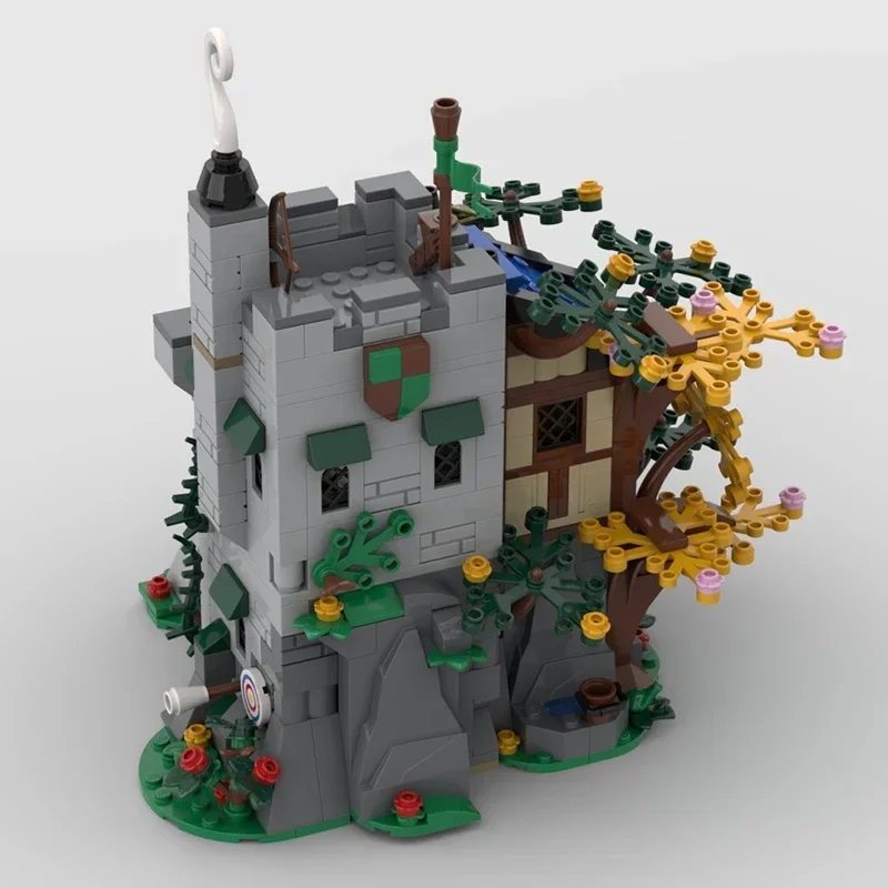 Modèle de château militaire médiéval, briques de construction MOC, technologie lavés-poste forestier, blocs modulaires, cadeau de Noël, ensembles de jouets de bricolage, assemblage