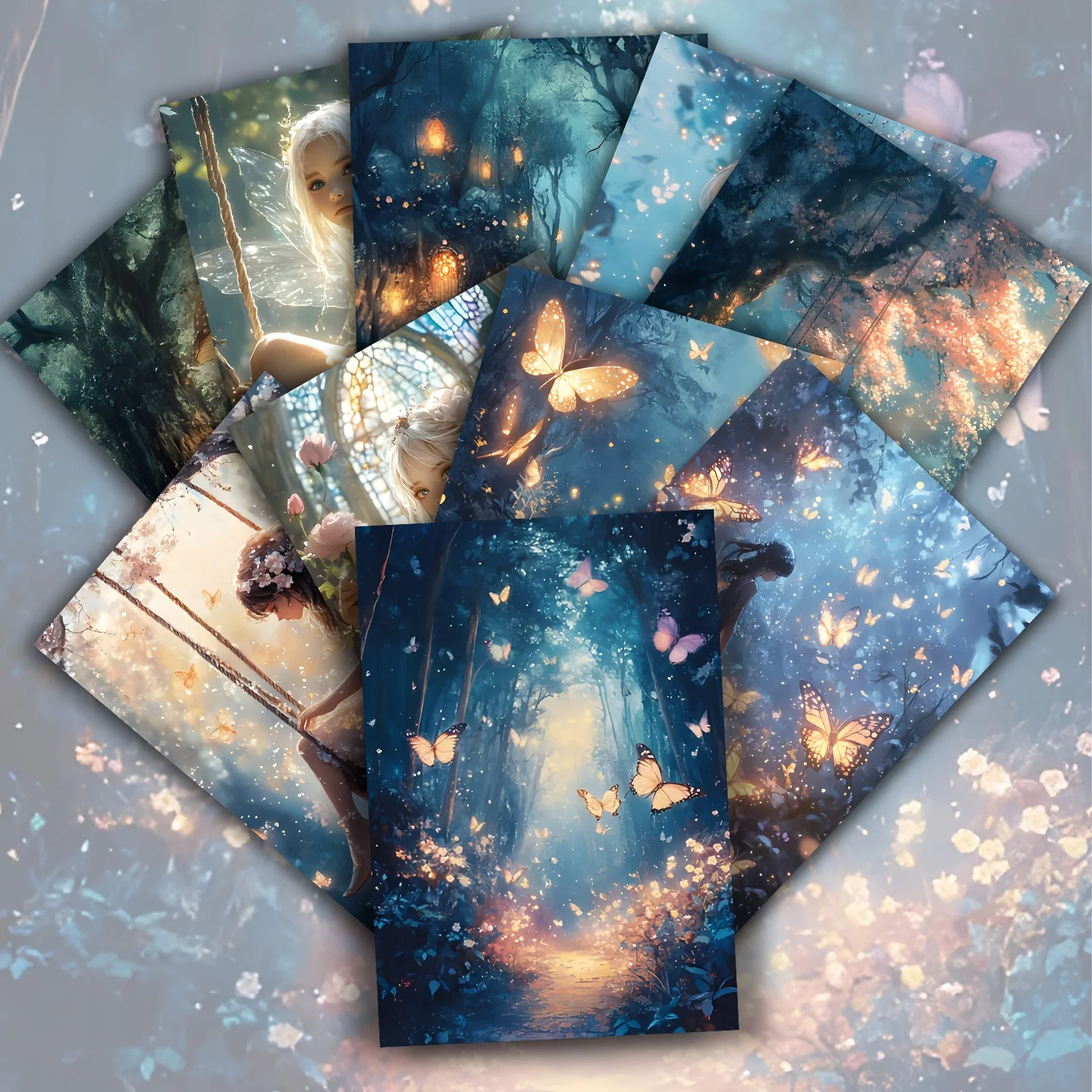 20PCS Fantasy Fairy Elf Postcards, Collectible Fantasy Art Cards, Suitable for Scrapbook Supplies and Quirky Illustrations