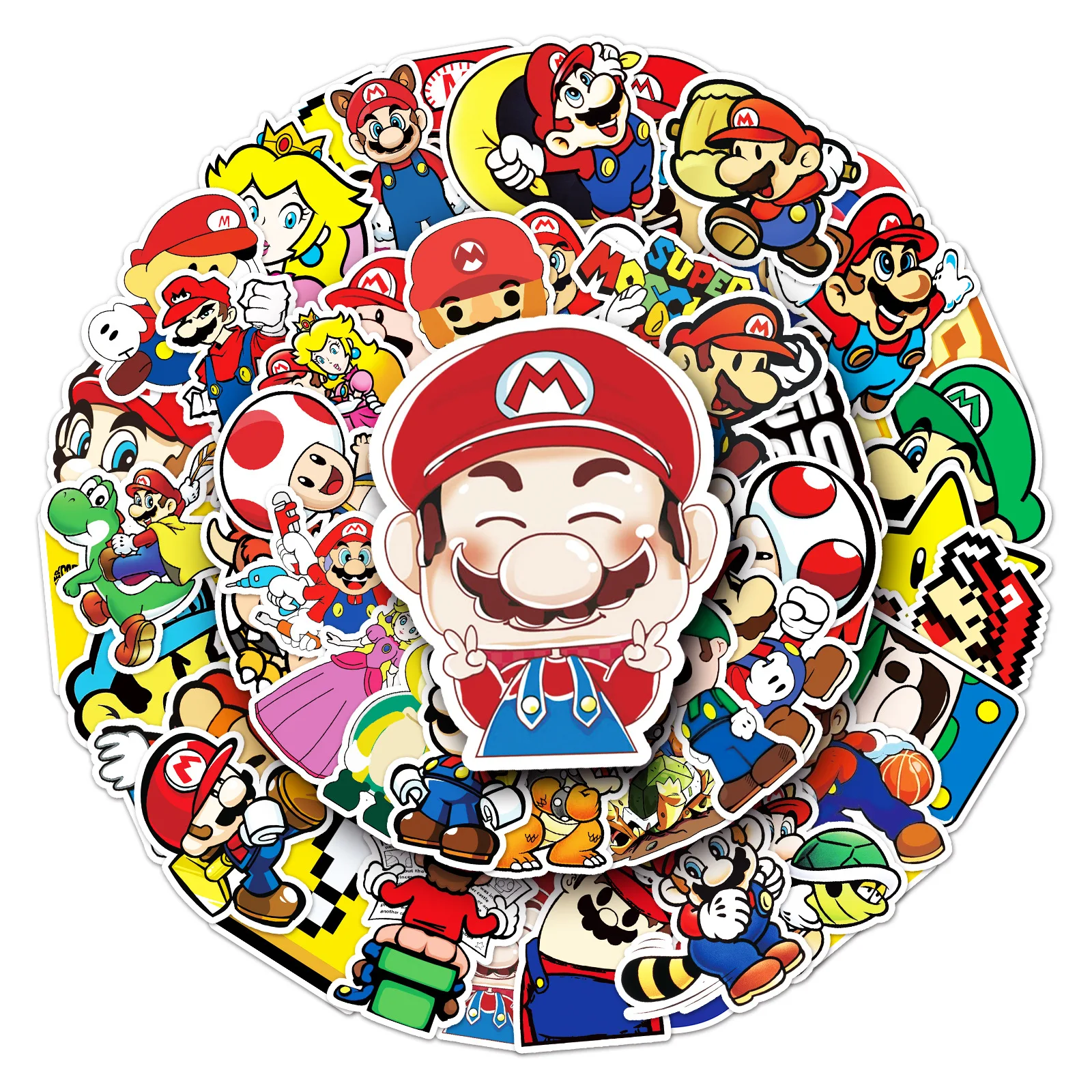 53pcs Super Mario Bros Cartoon Stickers Kawaii Notebook Skateboard Bicycle Guitar Laptop Waterproof Anime Graffiti Stickers