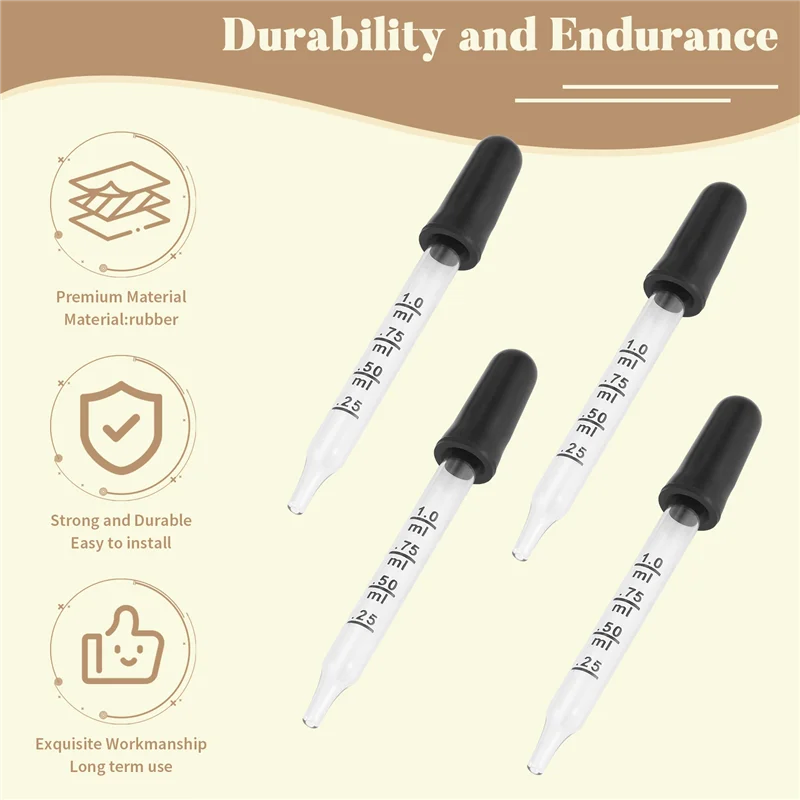 ABGR-20Pcs goteros líquidos de vidrio de 1Ml, pipetas cuentagotas con bombilla de succión negra, para maquillaje líquido artístico, estilo de punta recta