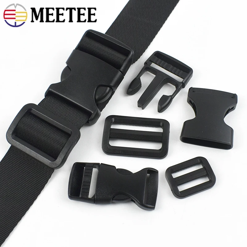 

20-50mm 1-5Sets Nylon Webbing Adjust Plastic Release Buckle Tri-Glide Slider Side Clasp Bags Ribbon Strap DIY Sewing Accessories