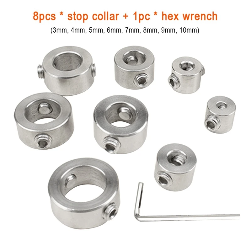 Juego de Collar de tope de profundidad, herramientas de localización, accesorios de broca, posicionador de anillo de acero inoxidable resistente al calor duradero, Plata