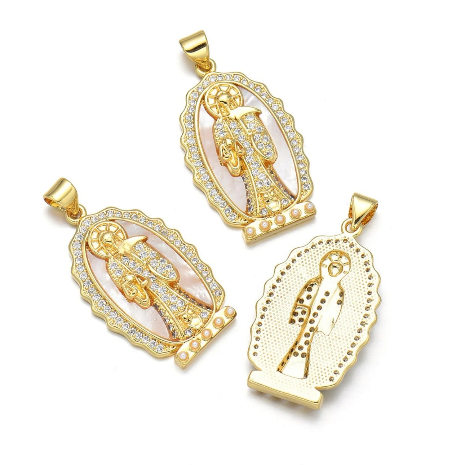 5pcs Fashion Copper Gold Plated Virgin Mary Pendants DIY Jewelry Making Necklace Pendant Women Religious Jewelry Gifts wholesale