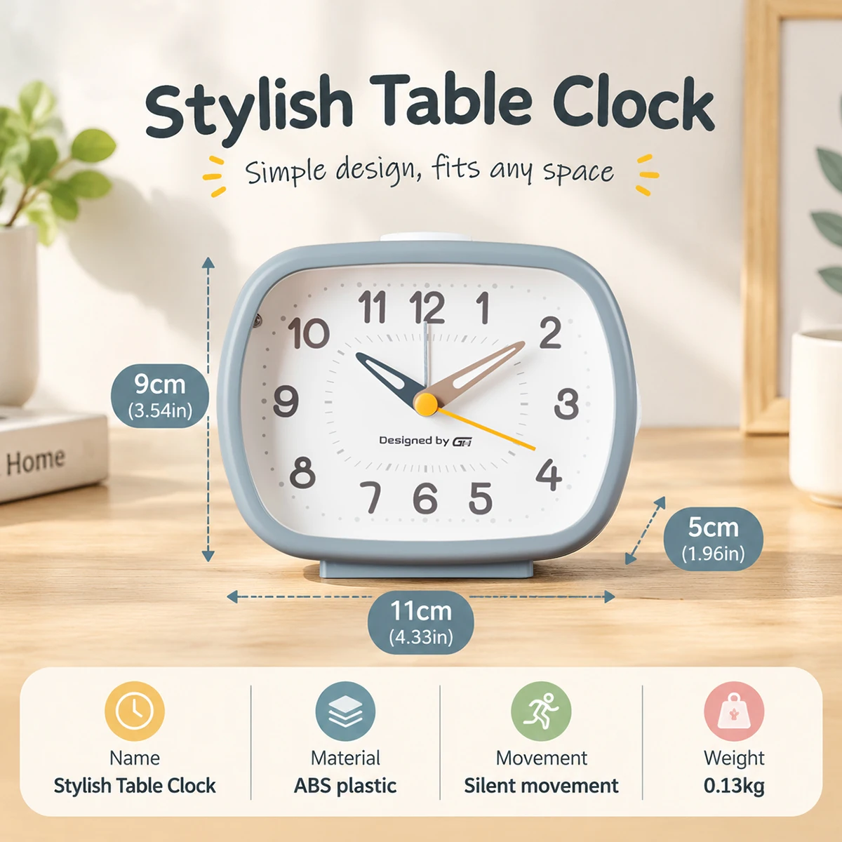 A Stylish, Candy-Coloured, desktop Silent Alarm Clock for the Bedroom – Also Perfect as A Back-to-School or Birthday Present