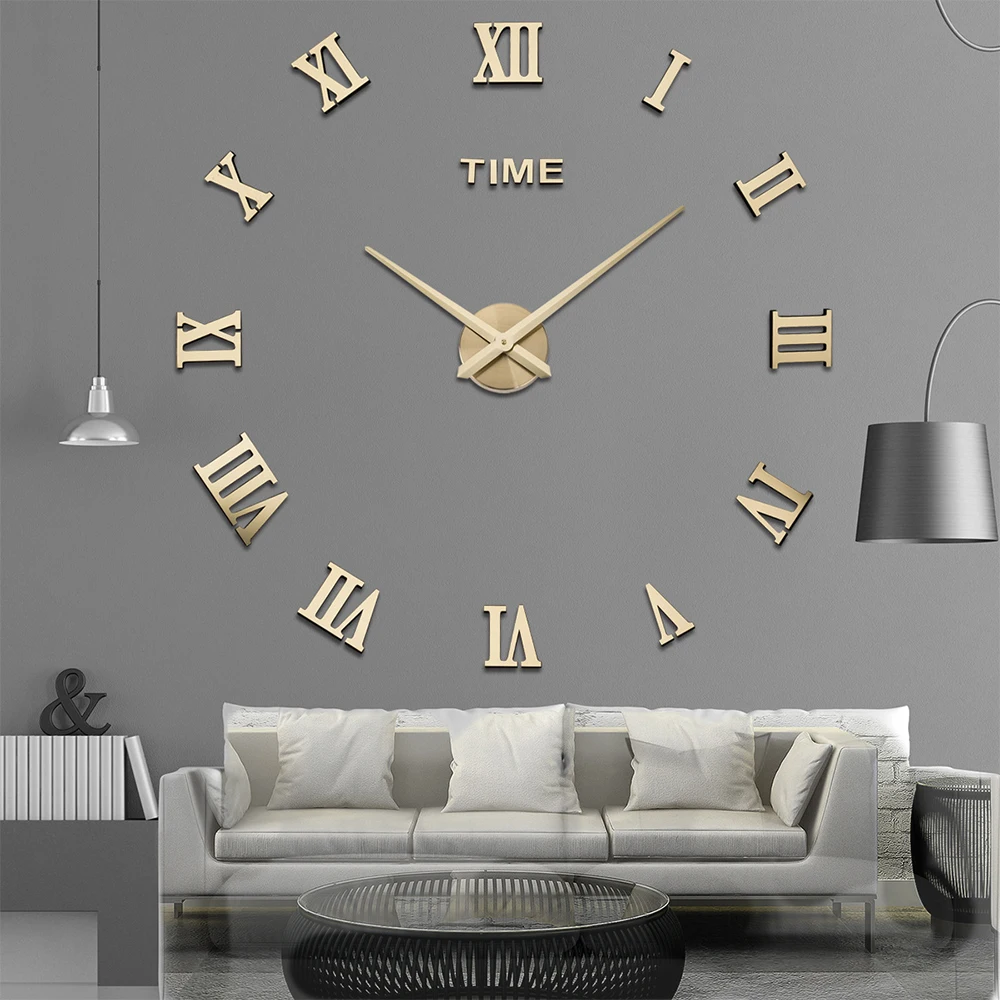 2D/3D Roman Wall Clock Sticker Clock For Wall DIY Fashion Roman Numer Watch Acrylic Mirror Stickers Home Decor Accessories reloj