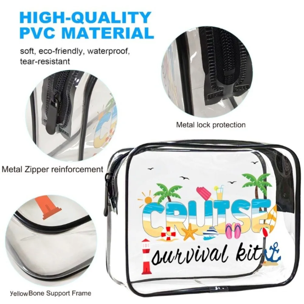 Trendy Large Capacity Makeup Bag Portable Visible Storage Bag Lightweight Beach Theme Cosmetic Bag for Women