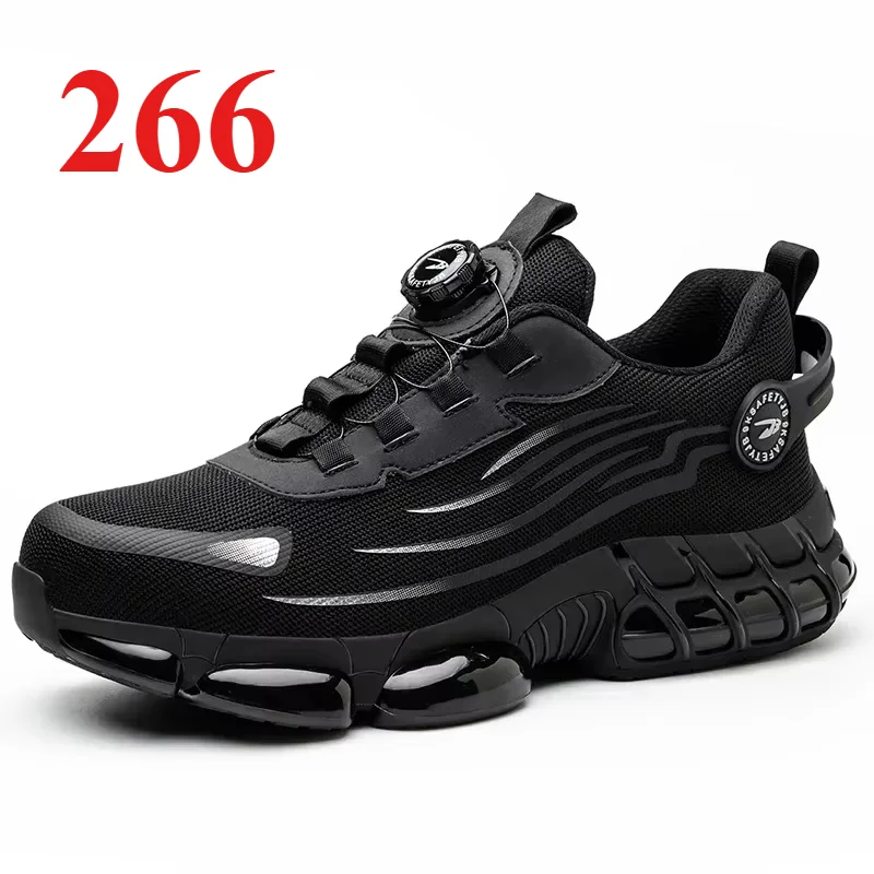 Sicherheitsschuhe mit Drehknopf, Größe 37–48, für Herren und Damen, Turnschuhe mit Stahlkappe, schnürfreie Schuhe, pannensichere Anti-Smash-Stiefel