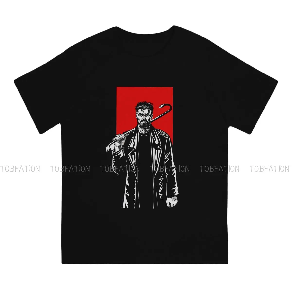 Red Background Classic Round Collar TShirt The Boys Hugh Campbell Billy Butcher Homelander Fabric Original T Shirt Man\'s Tops