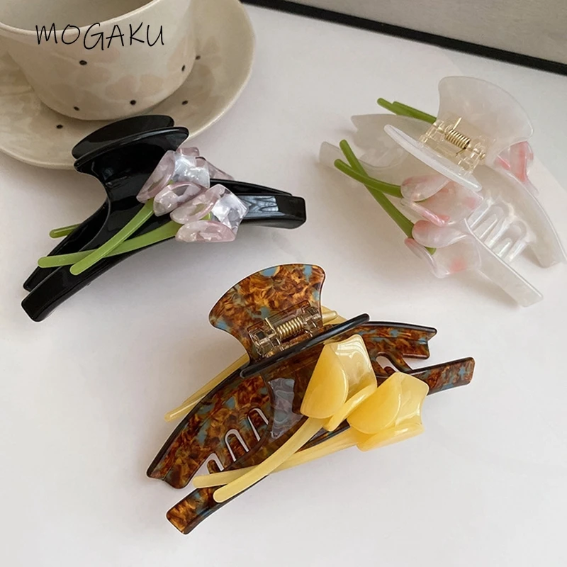 

MOGAKU Resin Flower Hair Claws for Women Retro Hair Clips Ladies Charms Hairpins Barrettes Girl Chic Hair Jewelry Accessories