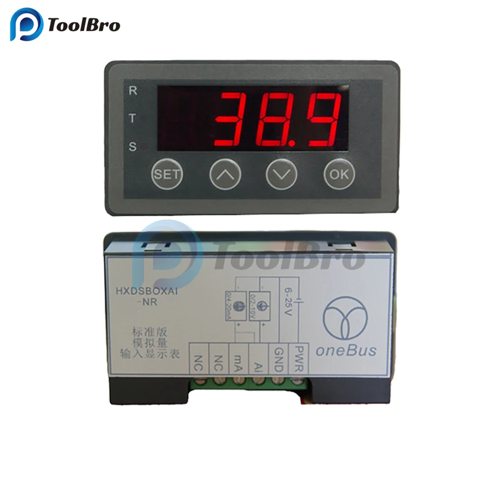 Imagem -05 - Medidor de Exibição Digital 010v 020ma 2-10v 4-20ma Display de Entrada Analógico para Transmissor Freqüência Velocidade Pressão Nível de Água