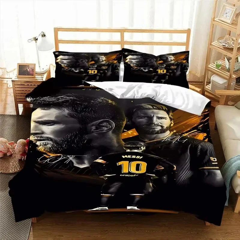 2026 Fashion Football Star NO.10 Soccer Bedding Set,Duvet Cover Bed Set Quilt Cover Pillowcase,King Queen Twin Size Boys Girls A