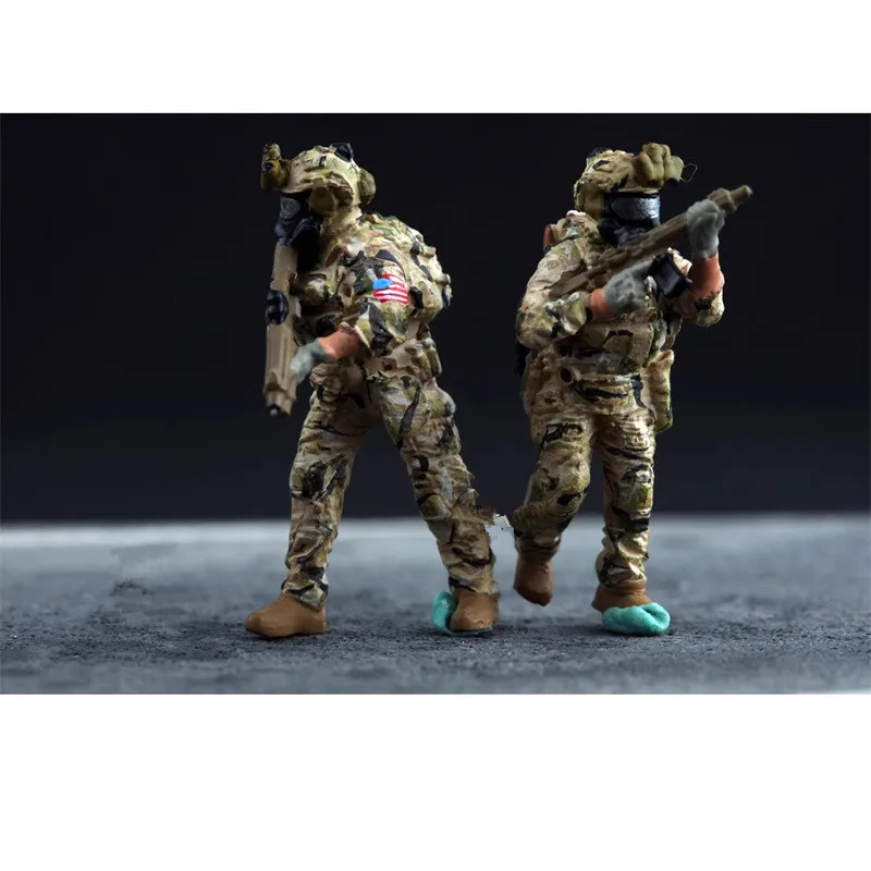 Modèle peint 1:72, 4 pièces, figurines d'action modernes des forces spéciales américaines, soldats de défense chimique, accessoires de scène à faire soi-même, affichage de Collection