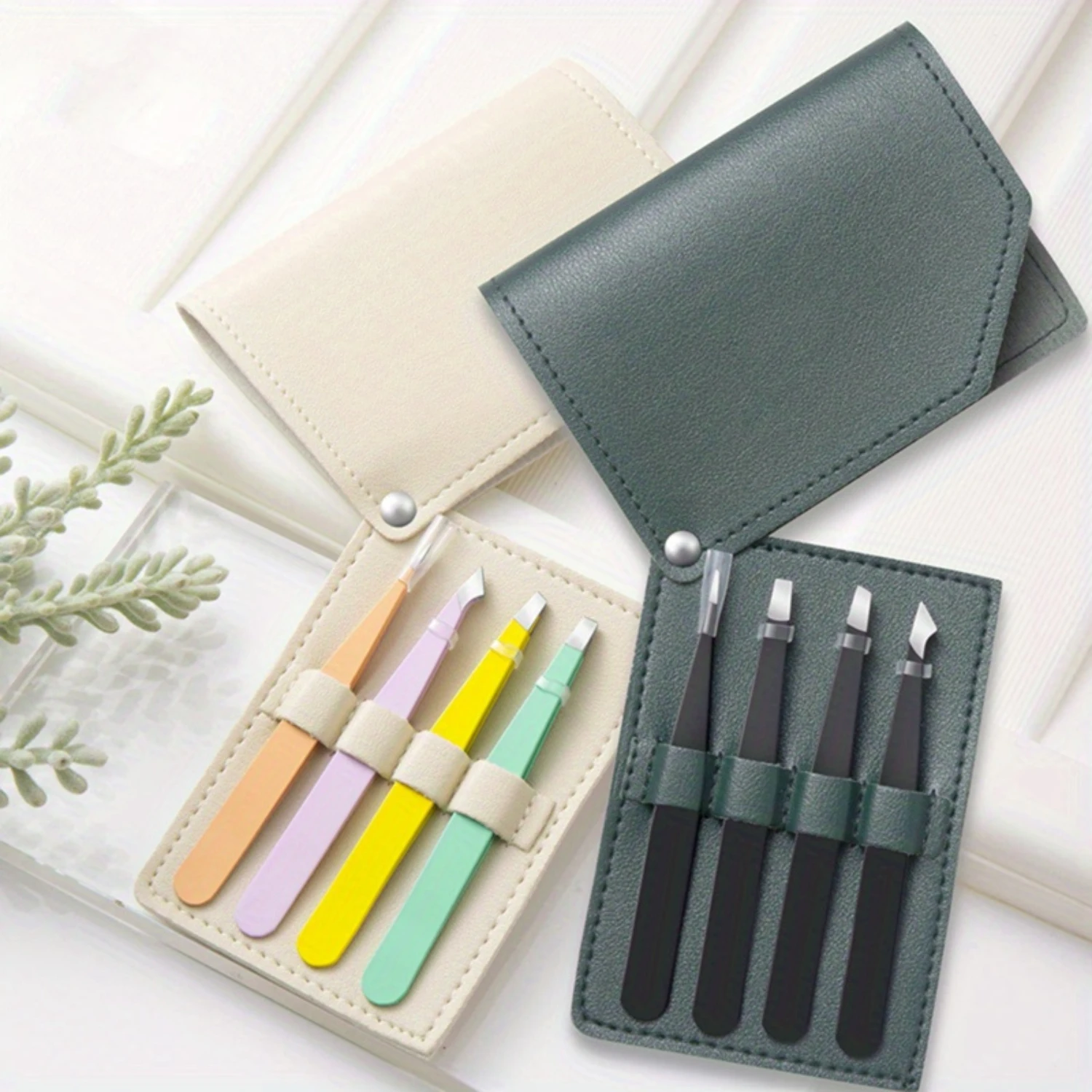 Precision Stainless Steel Tweezers Set For Men & Women - Multi-Functional Facial Hair, Eyebrow, Eyelash Extension & Makeup Tools