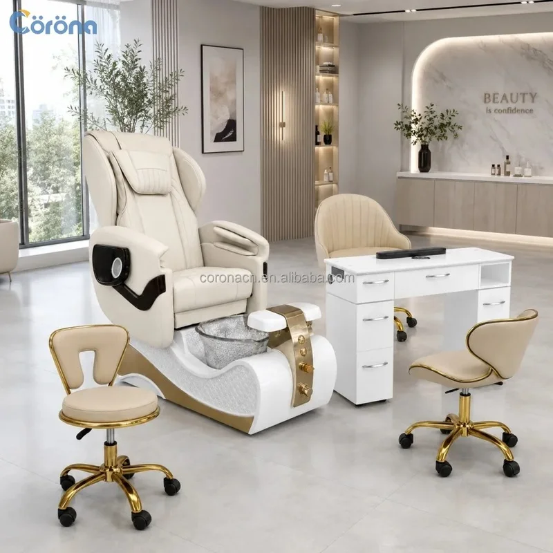 Wholesale Beauty Salon Furniture Luxury Pedicure Chair Electric Spa Chair Manufacturer with Massage Function LED Base