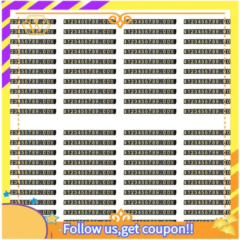 A01K-80 Sets Price Display Square Adjustable Price Tag For Price Display Counter Stand Number Letter Dollar Price Block Kit M