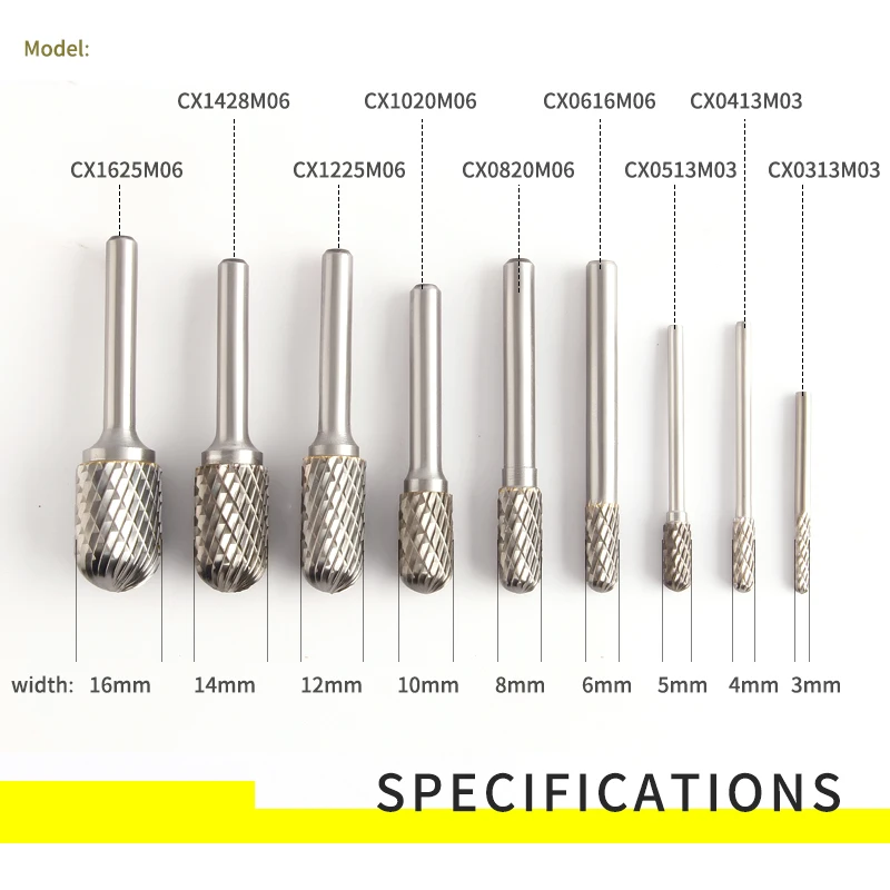 C Type C0616M06 C0820 Tungsten Carbide Rotary Files Burr Drill Bits CNC Engraving Rotary Tool Cutter Lime Core