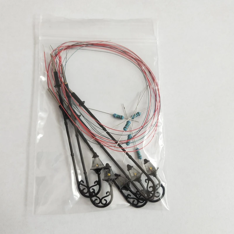 BAAA-10Pcs 1:87 HO مقياس الرجعية نموذج مصباح الشارع تخطيط عمود الإنارة حديقة مصابيح إضاءة للمناظر الطبيعية السكك الحديدية قطار مصباح المشهد الصغير