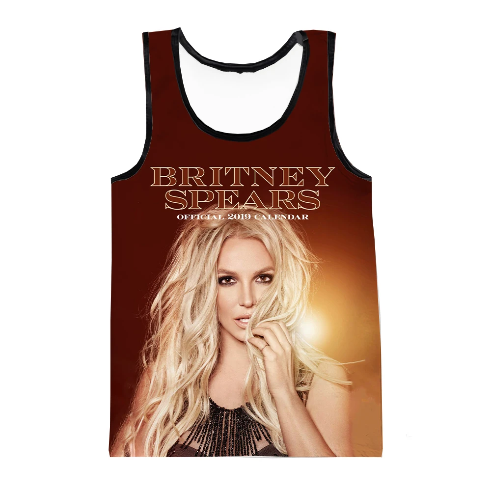 Camisetas sin mangas con estampado 3D de Britney Spears, moda masculina, ropa informal estilo hip hop, chaleco de gimnasio extragrande para playa, camisetas sin mangas para hombre