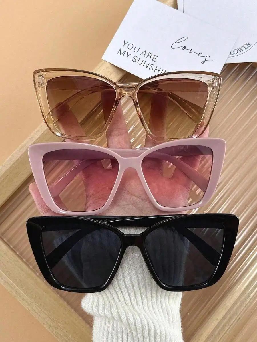 3/4pcs Women Cat Eye Frame Delicate Personalized Multicolor Never Outdated Fashion Glasses Combination For Driving Outdoor