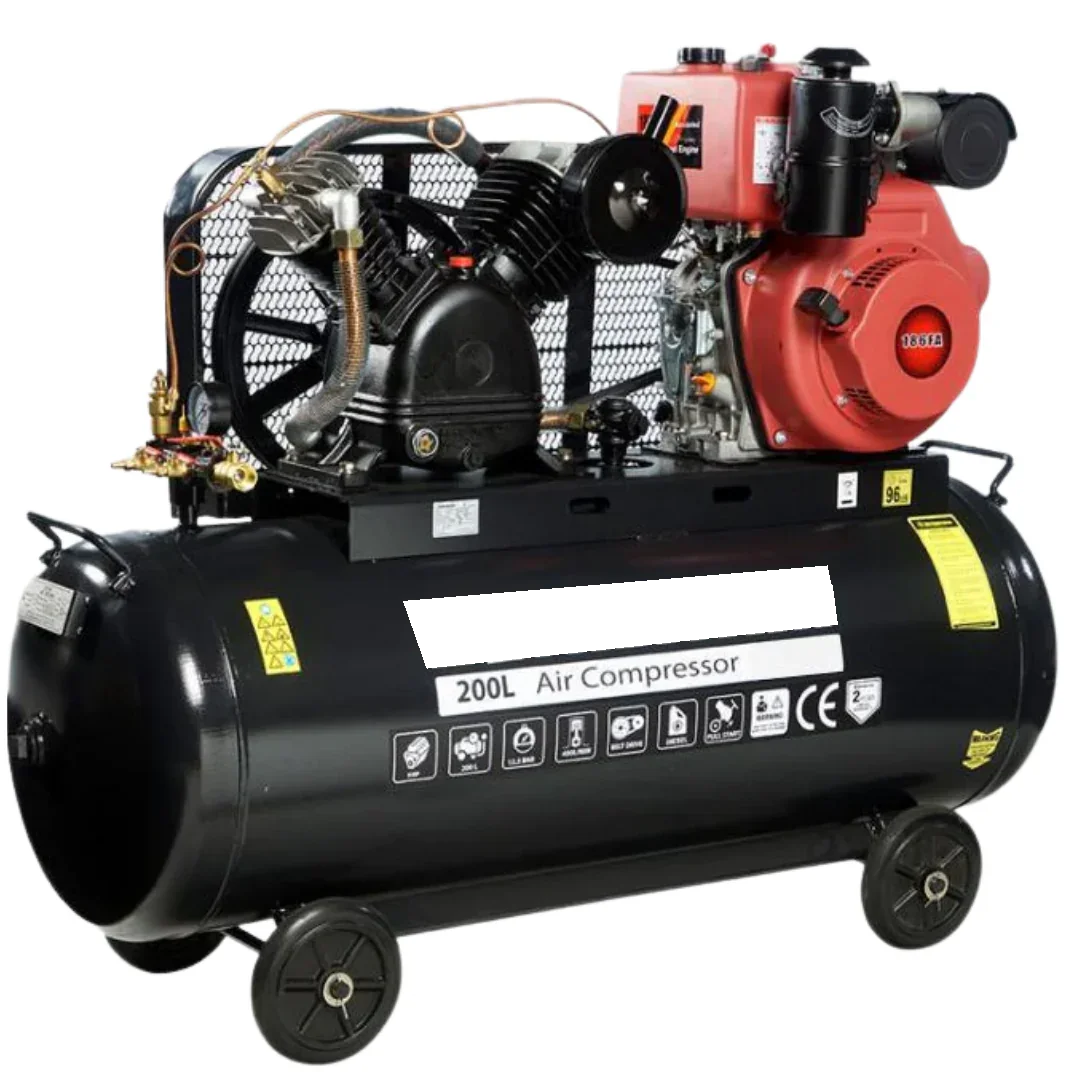 powered industrial air compressor machine heavy  portable compressor for road construction and quarry operations