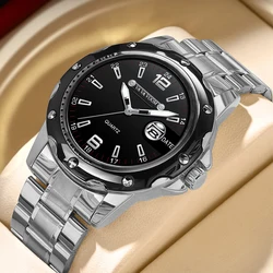 VA VA VOOM Luxury Quartz Watch Men Fashionable Business Style Stainless Steel Strap Silver Black Night Light Original Men Watch