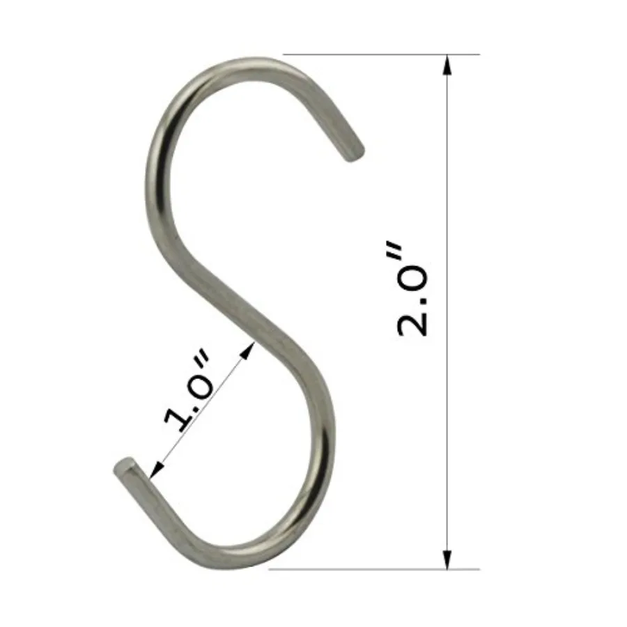 24-Pack 2 Inch S Shaped Hanging Hooks, Heavy-Duty Genuine Solid Polished Stainless Steel, for Jewelry, Key Ring, Kitchen Spoon
