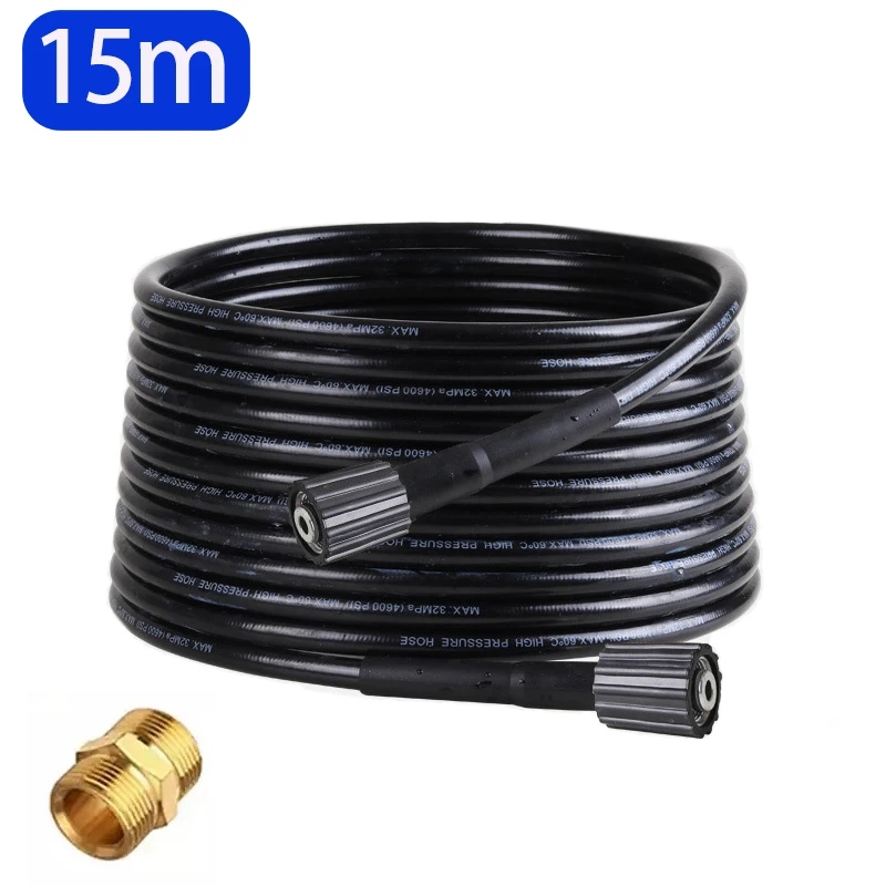 

15m High Pressure Washer Hose Pipe For Karcher Elitech Interskol Huter Water Hose M22-Pin 14/15 Water Cleaning Cord Pipe