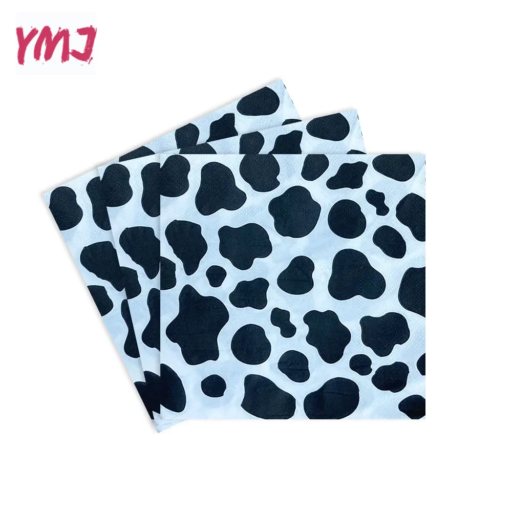 Farm cow print napkins farm children theme printing creative birthday party decoration arrangement paper placemats 20pcs/Pac