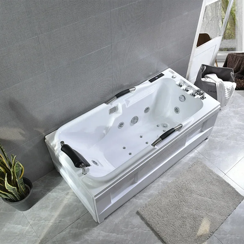 Acrylic double handrails household bathtub small apartment independent deepening rectangular bath constant temperature surfing