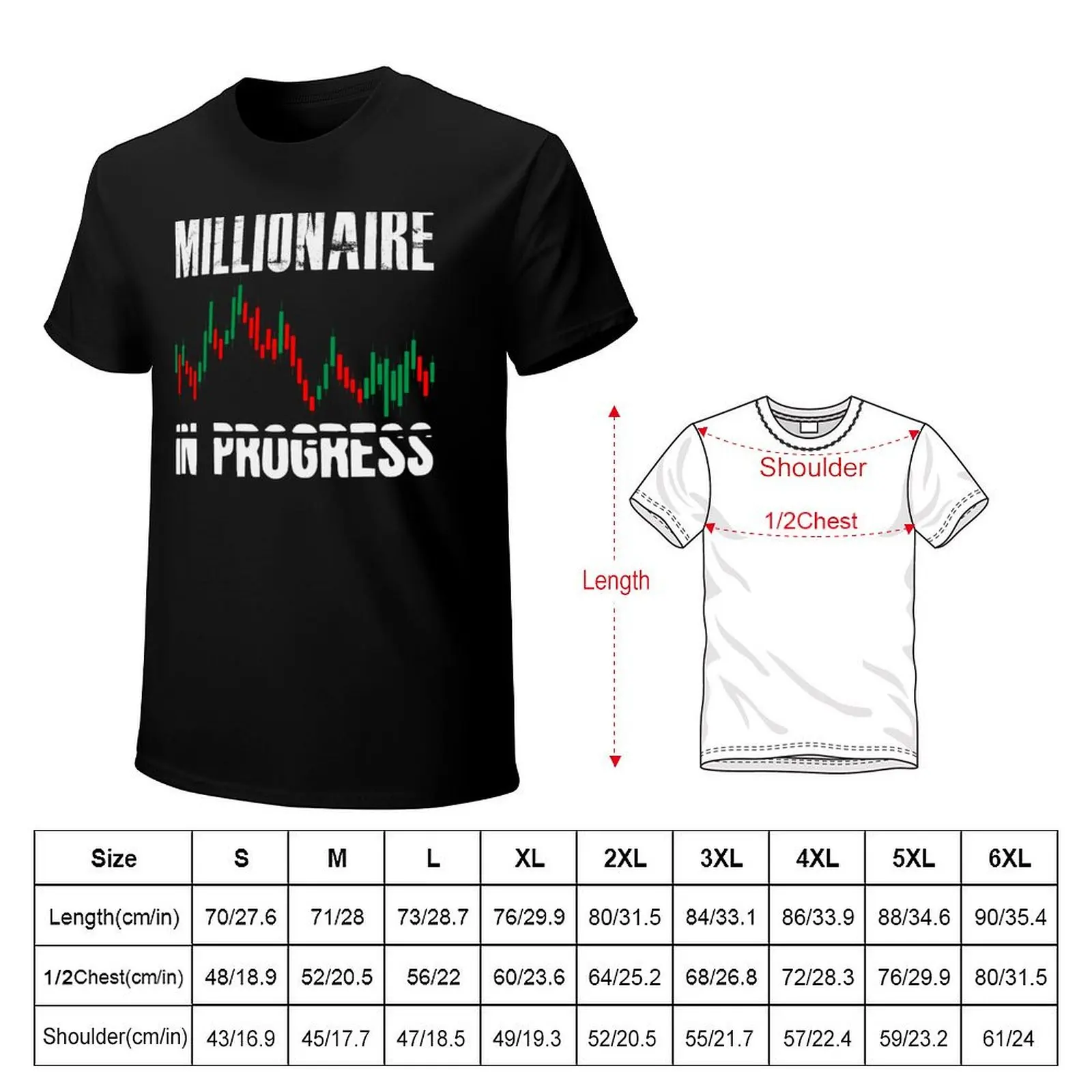 Millionaire In Progress Daytrader Trader Trading T-Shirt Novelty Graphic Tee Shirt