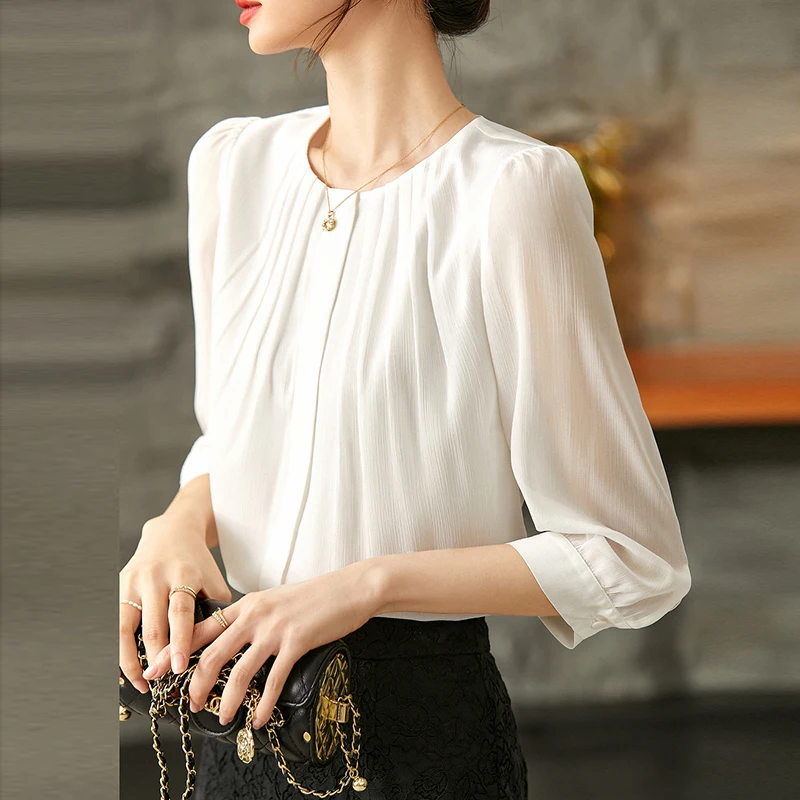 New Fashion Summer Women Tops O-Neck White Chiffon Blouse Shirt Blouses Blusas Mujer De Moda 2024Verano Blouse Women Blusa G832