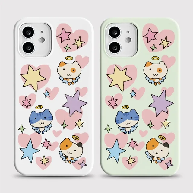 

Lovely Angel Cat Phone Case for iPhone 17 16 15 14 13 12 11 Air Pro Max X XS XR XSMax 7 8 Plus Glossy Film Hard PC Cover