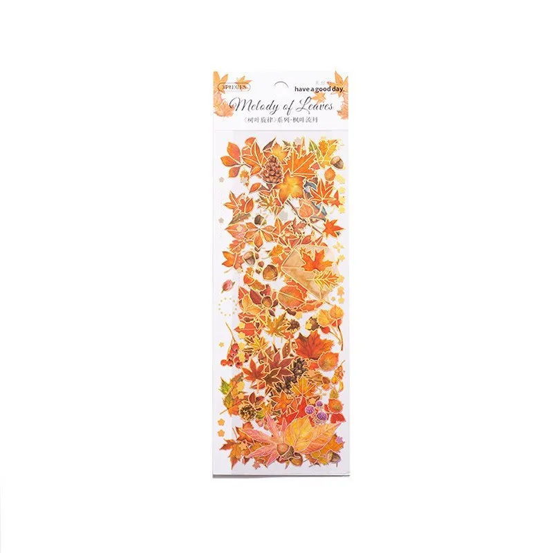 3 Pcs Cute Fall Fallen Leaves Stickers Waterproof Autumn Decals Maple Leaf Decals For DIY Scrapbook Journaling Album Crafts