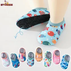 1Pairs Barefoot Shoes Kids Baby Soft Shoe Sloe Floor Socks Cartoon Kawaii Non-Slip Socks Sports Sneakers with Elastic Shoelace