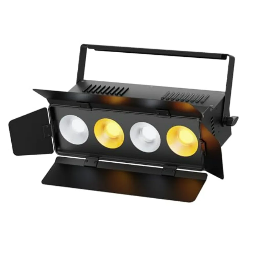 

Stage Lights with Barn Doors 4x50W LED Par Can Lights DMX512 Sound Activated Cool White and Warm White COB Spotlights Uplights