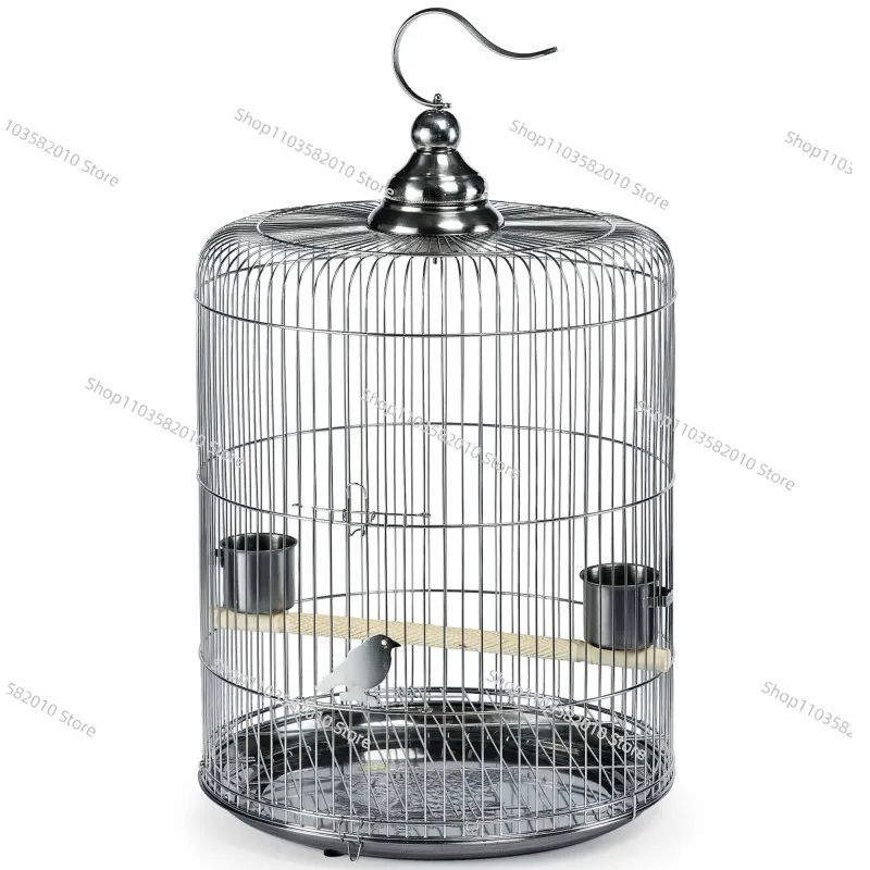 Spot Wholesale Stainless Steel Round Bird Cage, 6-Piece Large Cage Set for Myna, Budgie, Peony and Cockatiel